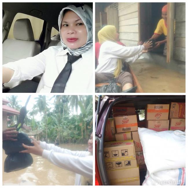 Zainura, SH. Salurkan Bantuan Banjir Atas Dasar Rasa Kemanusiaan