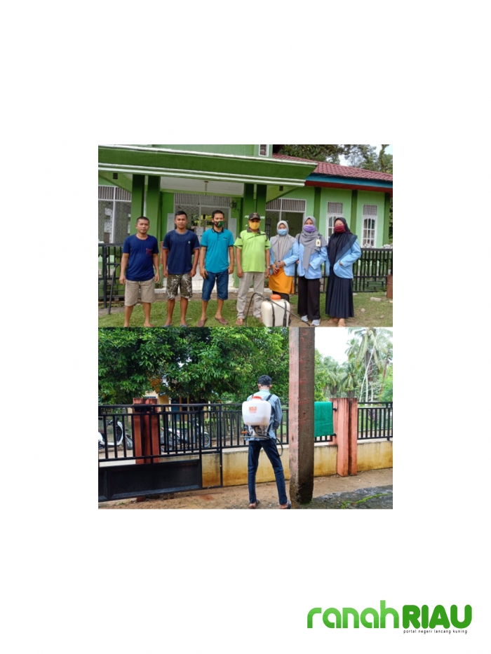 Relawan Universitas Riau lakukan Penyemprotan Disinfektan beberapa fasum di Hulu Kuantan