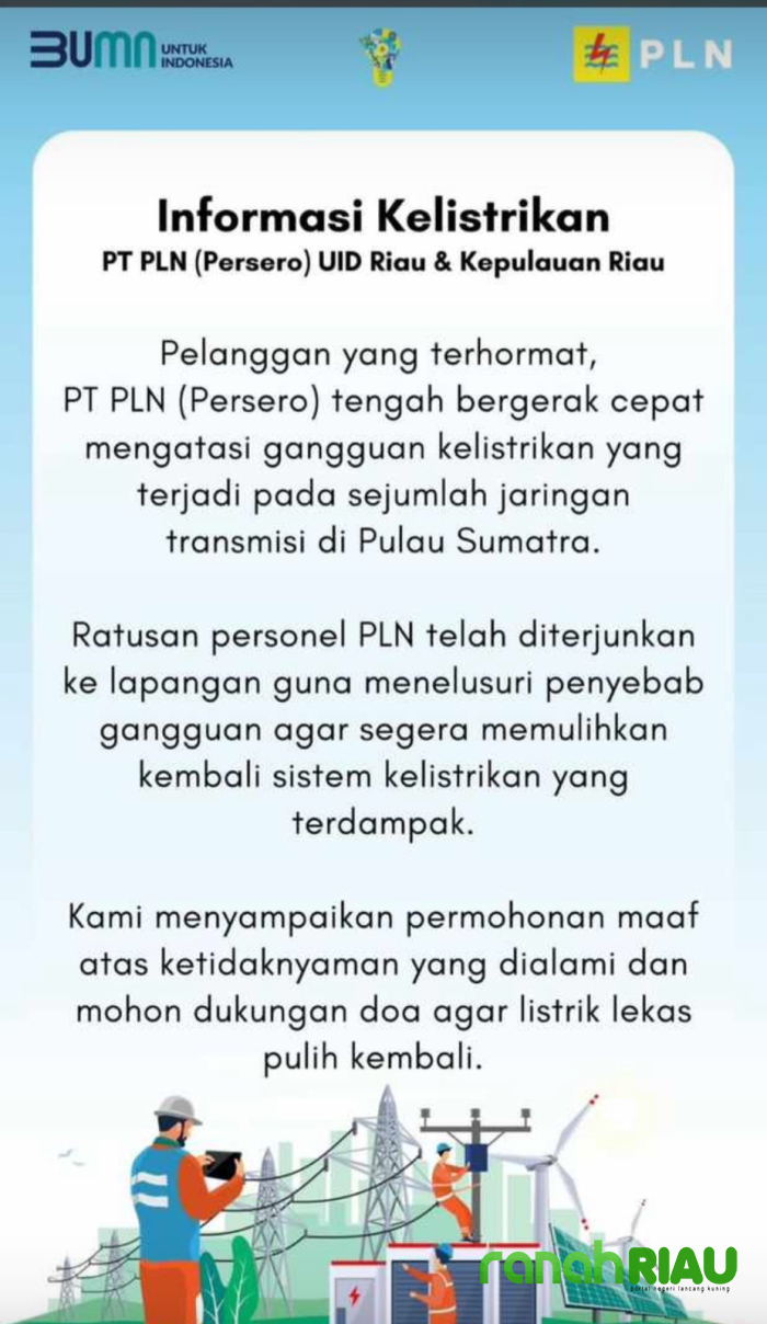 Listrik Padam di Pekanbaru Sekitarnya kini Meluas, Ada sampai 6 Jam