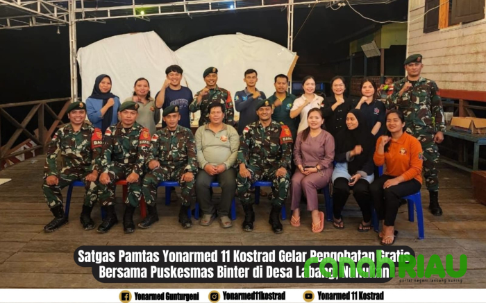 Satgas Pamtas Yonarmed 11 Kostrad, Pengobatan gratis Bersama Puskesmas Binter di Desa Labang Nunukan