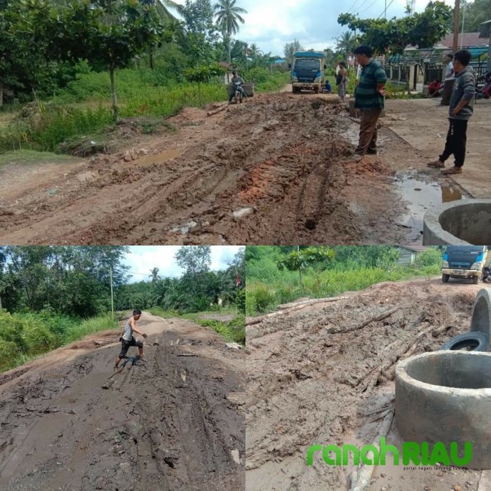 Aripin dan Warga Rupat Keluhkan Kondisi Jalan Poros Seperti Kubangan Kerbau