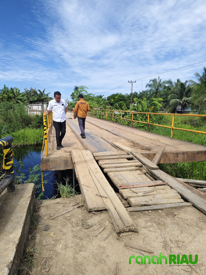 Pemkab Rohil Lakukan Penanganan Darurat Runtuhnya Abutment Jembatan Jalan Penghulu Annas Makmun