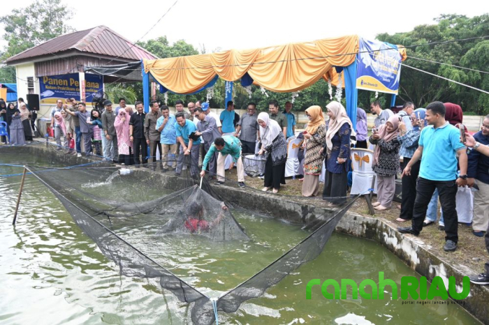 Senyum sumringah rombongan Rektor, Kolam Ikan Fakultas Perikanan Unri bakal digarap Komersial