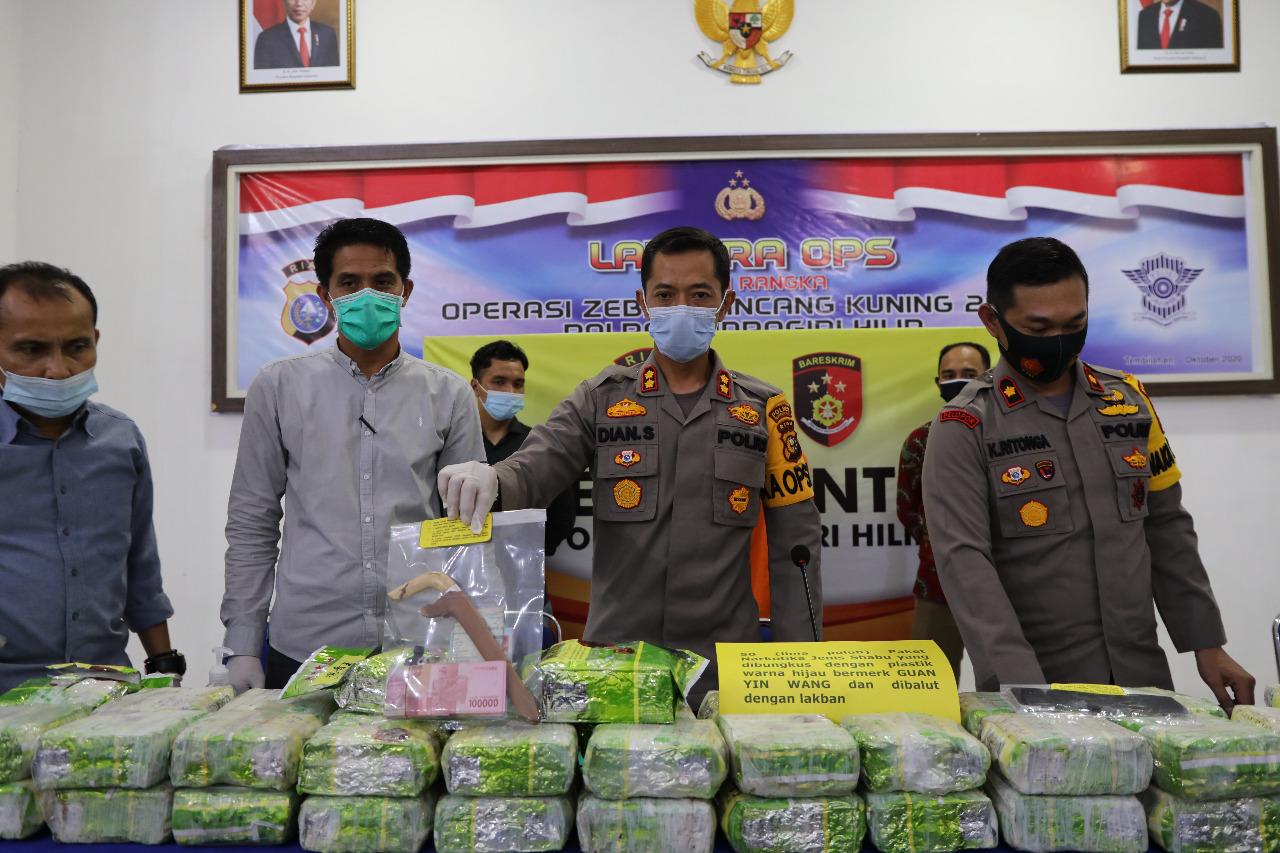 Polres Inhil Sukses Gagalkan Penyeludupan 50 Kilogram Shabu Senilai Rp 75 Milyar