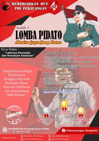 Menyambut HUT ke-47 PDI-P Bengkalis, Pidato Bung Karno Diperlombakan