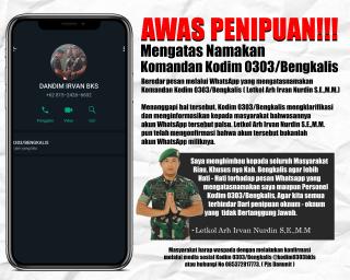 Awas..! Modus Penipuan via WhatsApp, Oknum Ngaku Catut Nama Letkol Irvan Nurdin Saat Sertijab