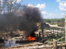 Polres Kuansing Musnahkan 4 Unit Rakit Dompeng