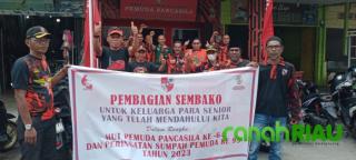 Rangkaian Ulang Tahun, MPC Pemuda Pancasila Meranti gelar donor darah dan Berbagi Sembako