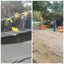 Sempat Amblas, Jalan Di Kuok Kini Sudah Bisa Dilalui