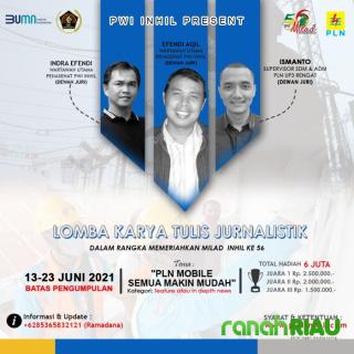 Sempena Milad Inhil, PWI Gandeng PLN Gelar Lomba Karya Tulis Jurnalistik