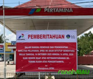 Tutup Sementara, SPBU PT BLJ Bengkalis Akan Lakukan Renovasi