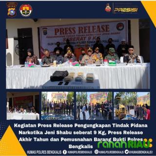 Narkoba 9 KG Press Reelease Kapolres Bengkalis Akhir Tahun 2022