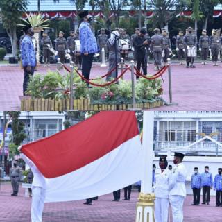 Apel Upacara HUT RI ke-75 di Laksanakan di Lapangan Kantor Bupati Bengkalis