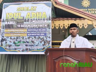 Masjid Al-Fida Pekanbaru Gelar Shalat Iduladha 1447 H, Hendri Sayuti Tekankan Nilai Keikhlasan