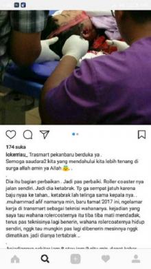 Kepala Tertabrak Roller Coaster, Seorang Karyawan Transmart Pekanbaru tewas Bersimbah darah