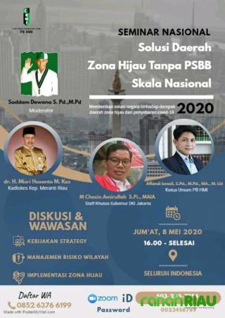 Seminar Nasional Daring Kepulauan Meranti dapat Apresiasi dari  PB HMI Pusat