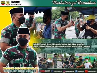Bulan Penuh Hikmah dan Berkah, Kodim 0303 Bengkalis Berbagi Takjil dan Gelar Vaksinasi Gratis
