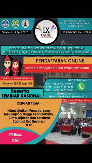 Olimpiade Sejarah (Oase IX) Tingkat SMP dan SMA Sederajat se Provinsi Riau dan Kepulauan Riau