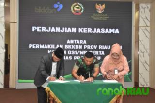 Danrem 031/WB Gelar Penandatanganan Kerjasama dengan BKKBN dan Baznas Riau