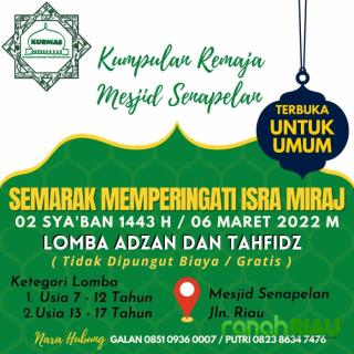 Ajak Generasi Muda cintai Masjid, Remaja Masjid Senapelan gelar lomba Adzan dan Tahfidz