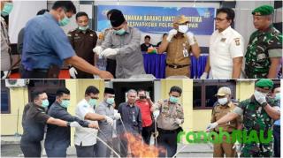 Polres Kampar Musnahkan Shabu dan Daun Ganja Kering dari 4 Hasil Ungkap Kasus
