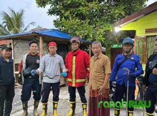 Damkar Evakuasi Ular Phyton di Rumah Warga Selatpanjang