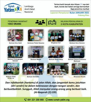 1002 Mustahik Rasakan Manfaat Program Rumah Yatim Riau di Bulan Januari 2021