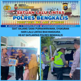 Dalam Rangka HUT Lalulintas Ke-67 Satlantas Polres Bengkalis Bagikan Sembako