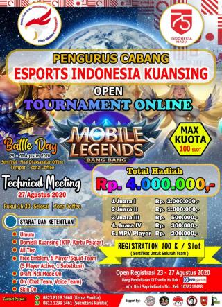 PENGCAB Esports Indonesia Kabupaten Kuansing Gelar Turnamen Mobil Legend