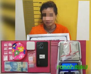 Diduga Pengedar Sabu, Perempuan Berwajah Jerawat Diringkus Satnarkoba Polres Bengkalis