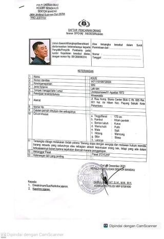 Tersangka Agus Warga Riau Jadi DPO Polsek Mandau