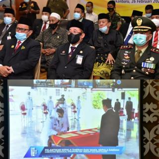 Sekda dan Forkopimda Hadiri Pelantikan Bupati dan Wakil Bupati Bengkalis Secara Virtual