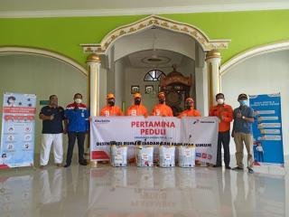 Kerjasama dengan Pertamina Dumai lakukan Penyemprotan Desinfektan