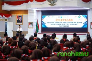 Provinsi Riau resmi Lepaskan 665 Peserta ke Jambore Pramuka Islam 2025 di Cibubur
