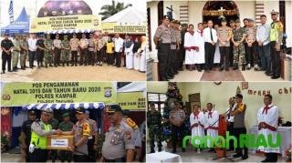 Kapolres Kampar Tinjau Pos Pam Ops Lilin 2019 dan Pengamanan Gereja di Wilayah Tapung