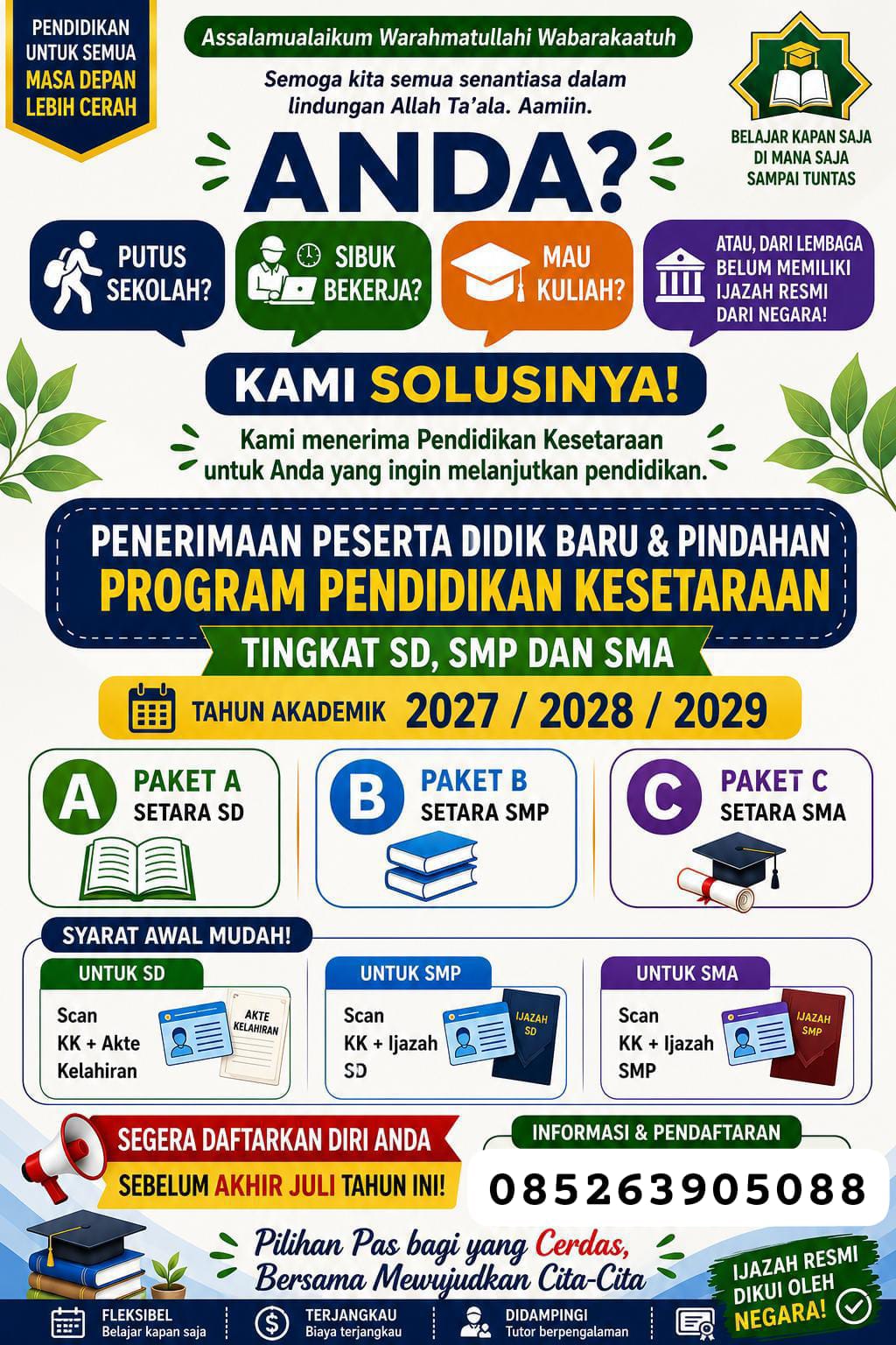 Pendaftaran paket C ijazah kesetaraan 
